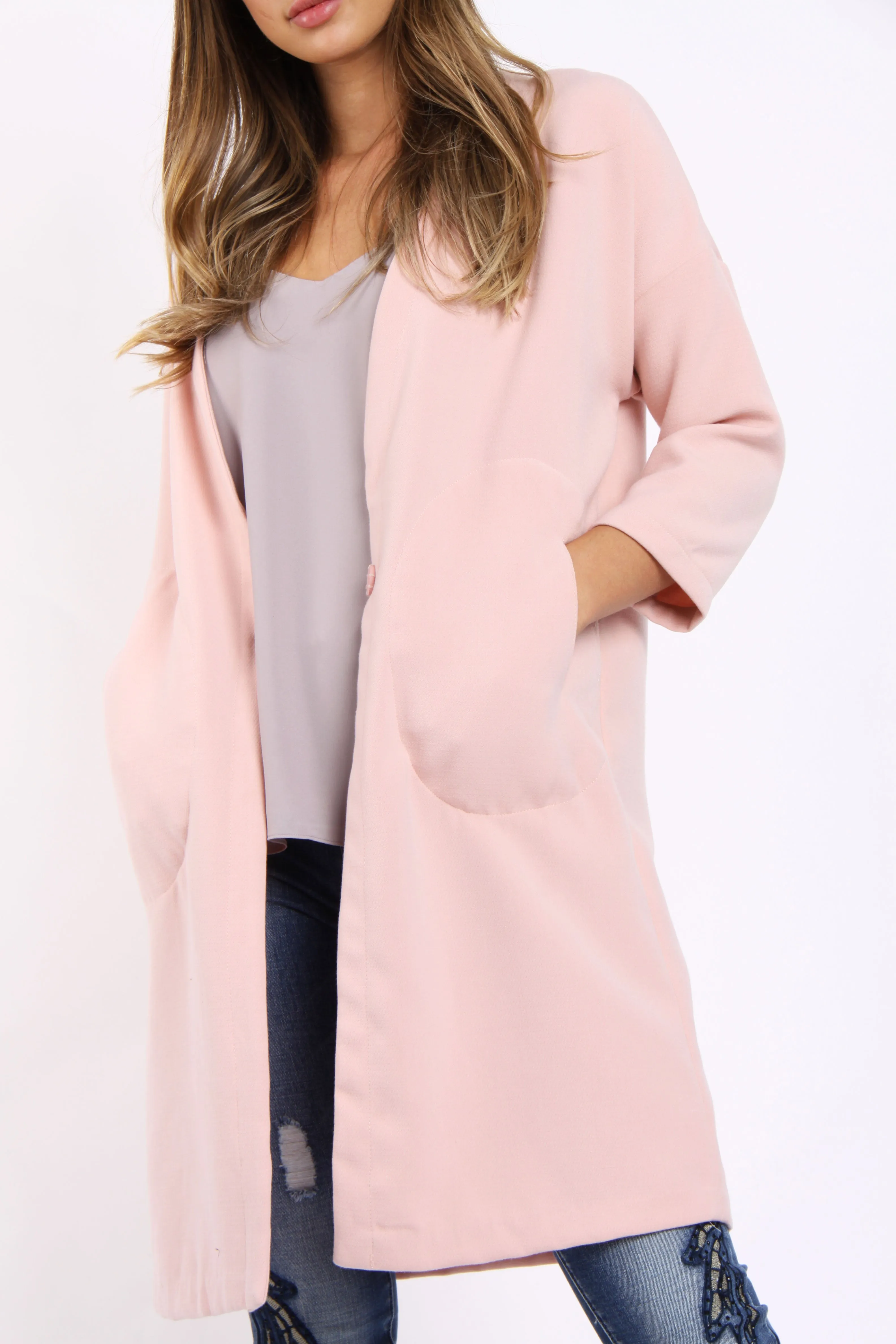 3/4 length Sleeve Longline Blazer Jacket