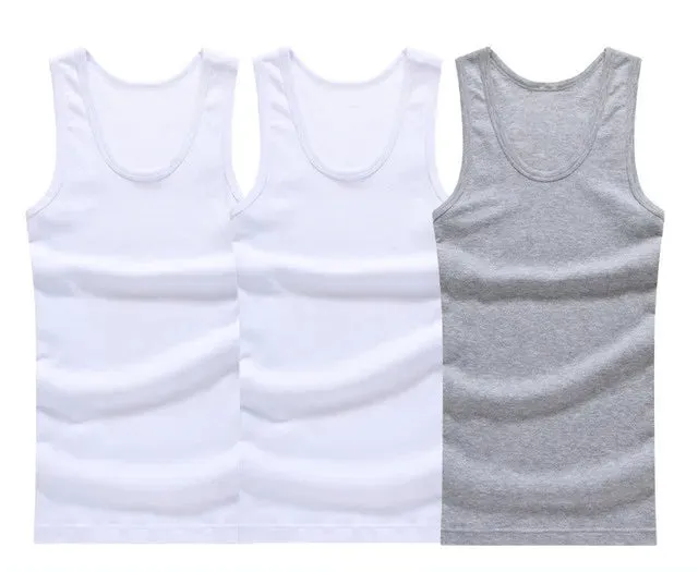 3pcs/lot Cotton Mens Underwear Sleeveless Tank Top Solid Muscle Vest Undershirts O-neck Gymclothing T-shirt men's vest Male 4XL