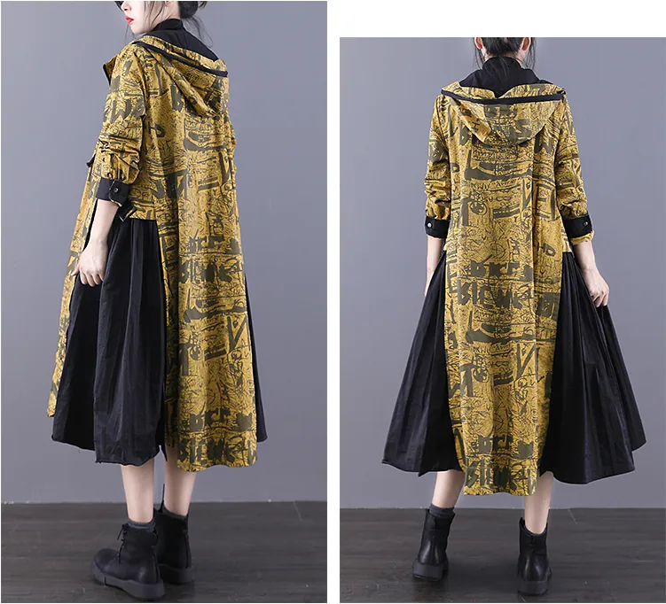 A-line Long Women Casual Hooded Parka Plus Size Coat Jacket JT200942