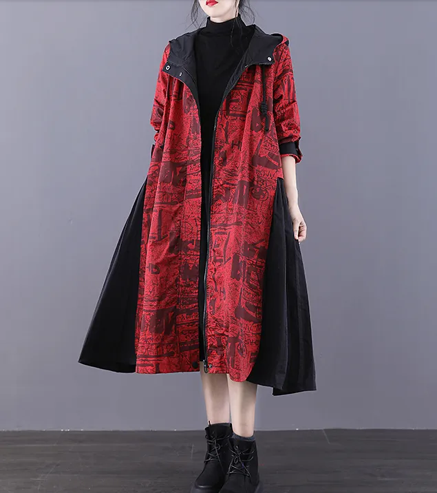 A-line Long Women Casual Hooded Parka Plus Size Coat Jacket JT200942