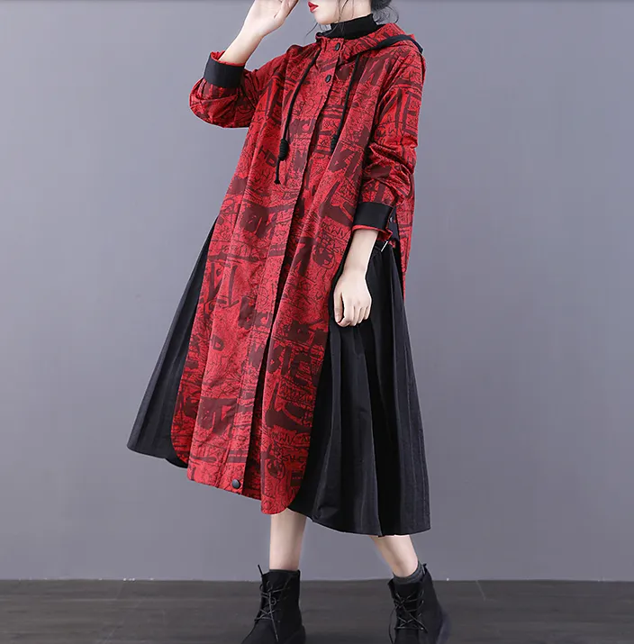 A-line Long Women Casual Hooded Parka Plus Size Coat Jacket JT200942