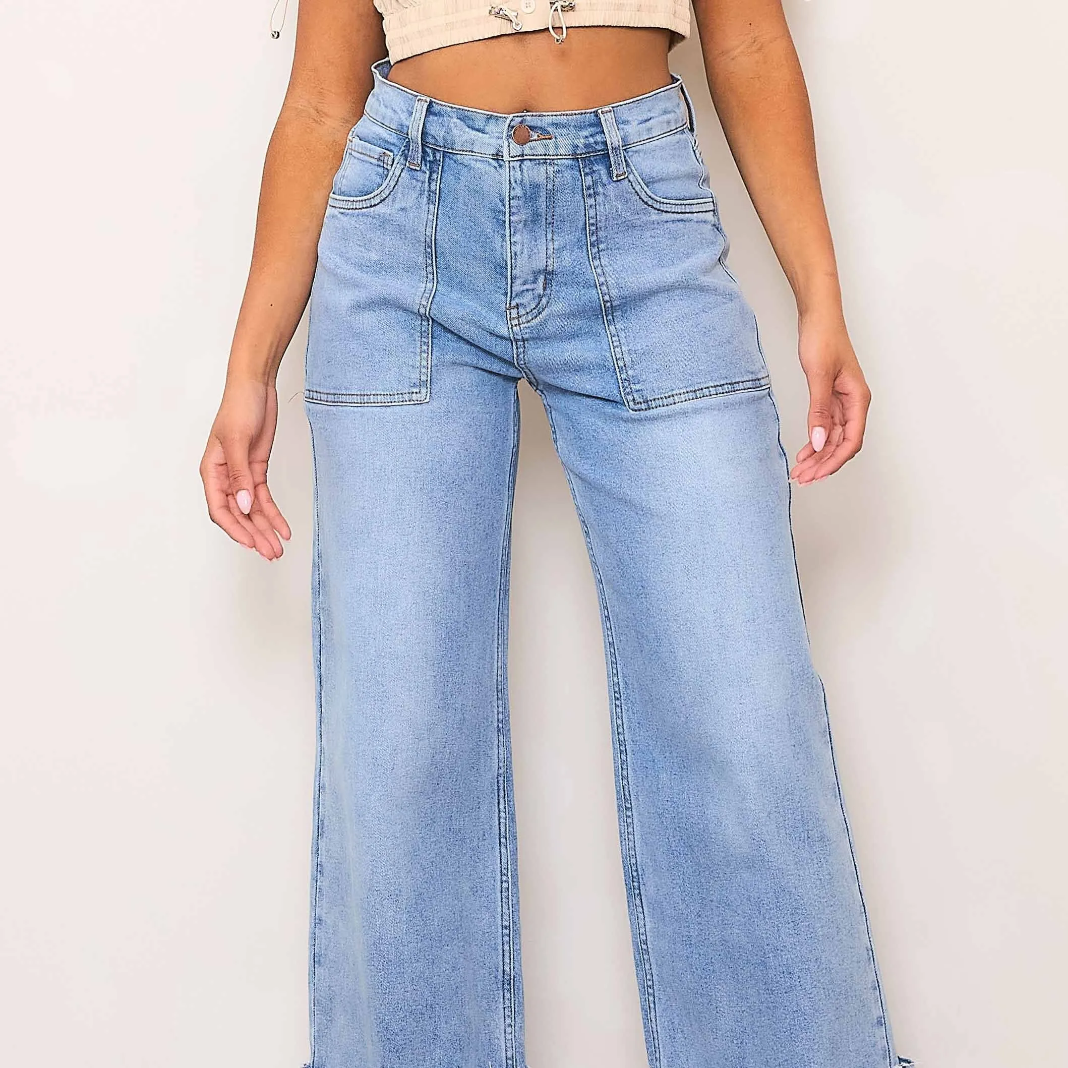 Bailey Medium Wash Wide Cuff Leg Jeans