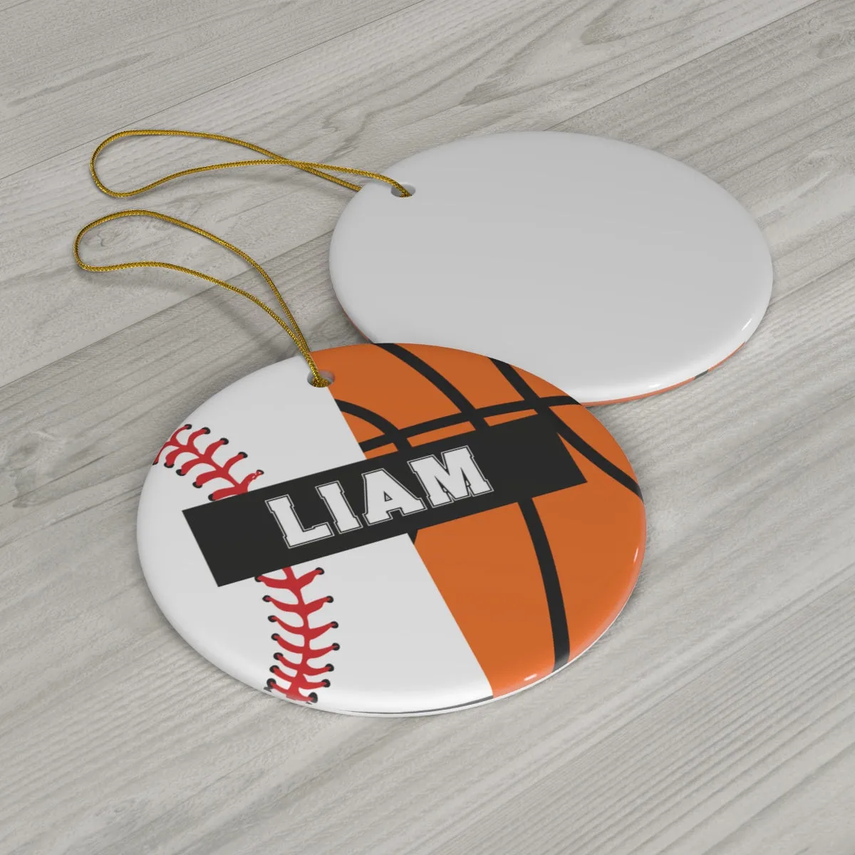 Basketball Baseball Christmas Ornament - 2 Sport Athlete