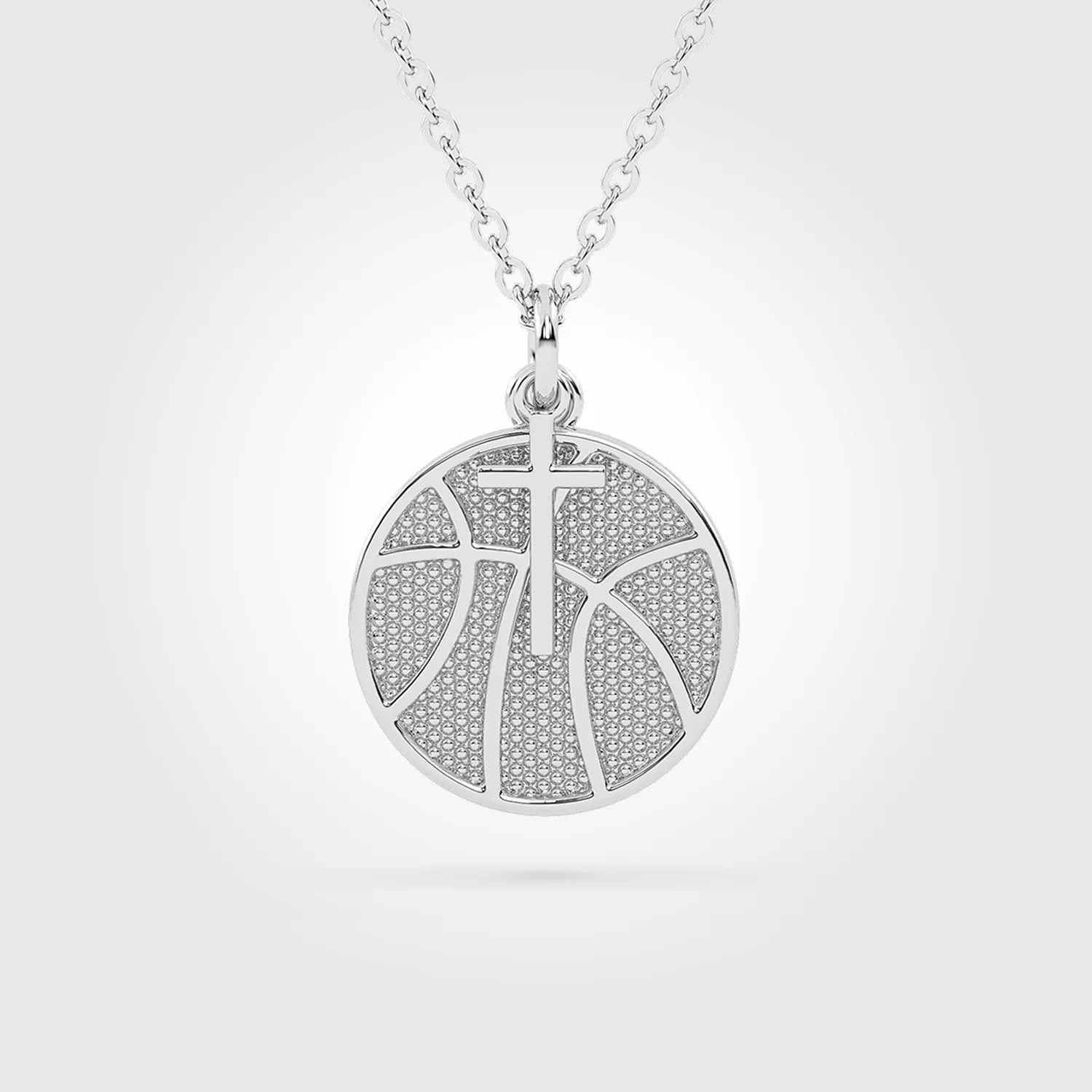 Basketball Necklace w/ Dangle Cross Pendant | Gold