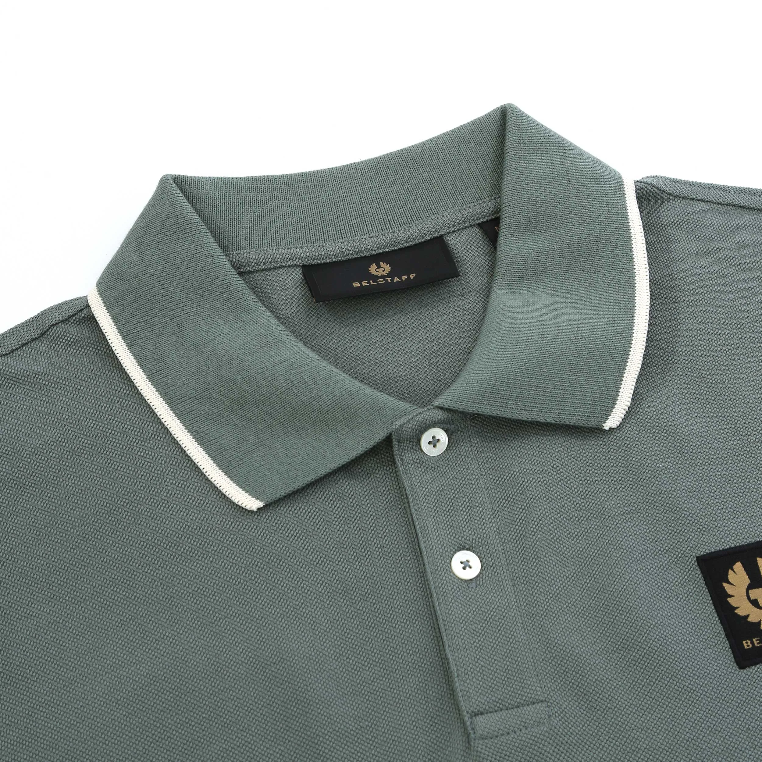 Belstaff Tipped Polo Shirt in Mineral Green