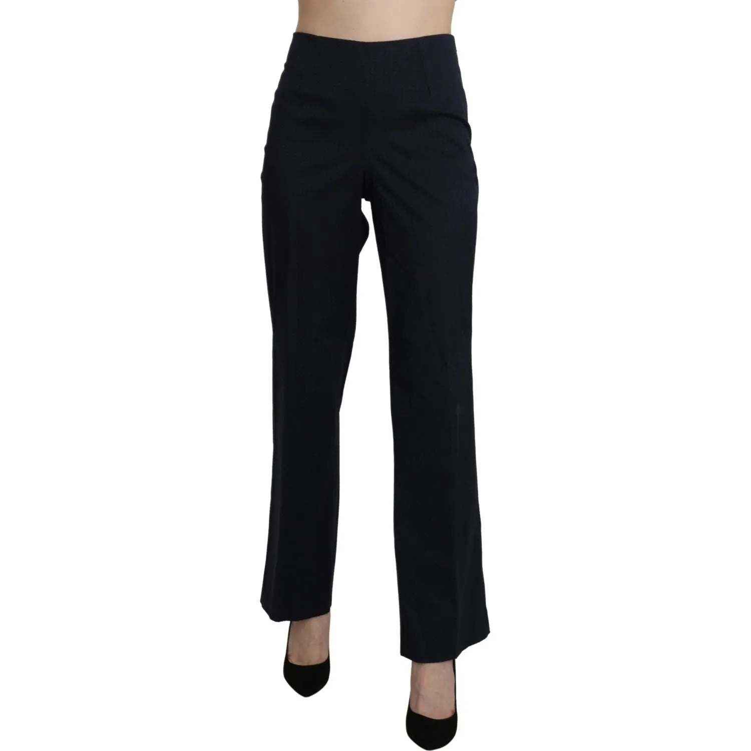 BENCIVENGA Navy Blue High Waist Straight Cotton Pants