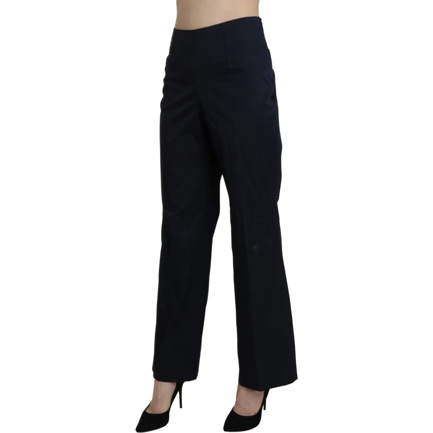 BENCIVENGA Navy Blue High Waist Straight Cotton Pants