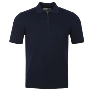 Canali Zip Polo Shirt in Navy