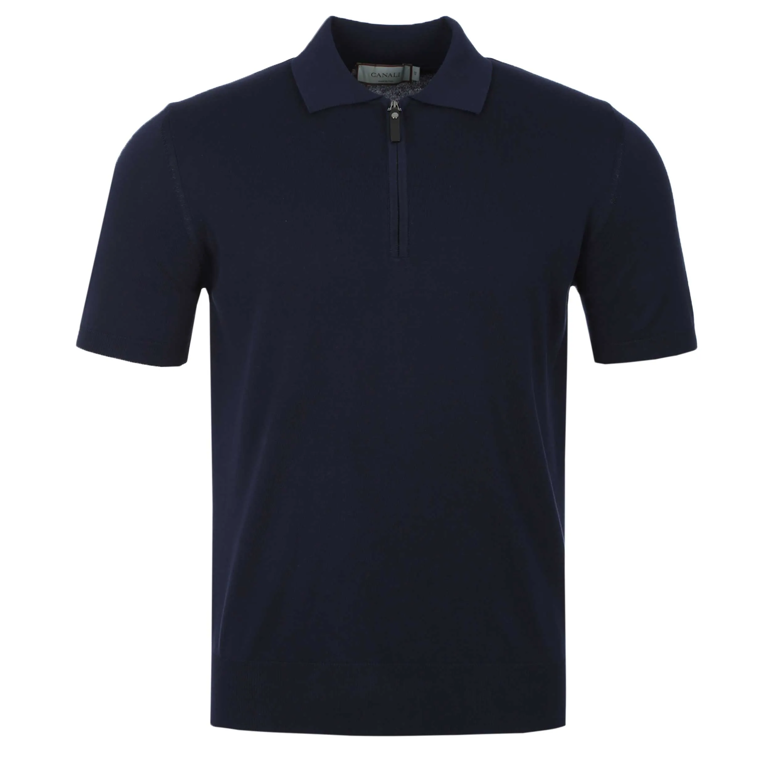 Canali Zip Polo Shirt in Navy