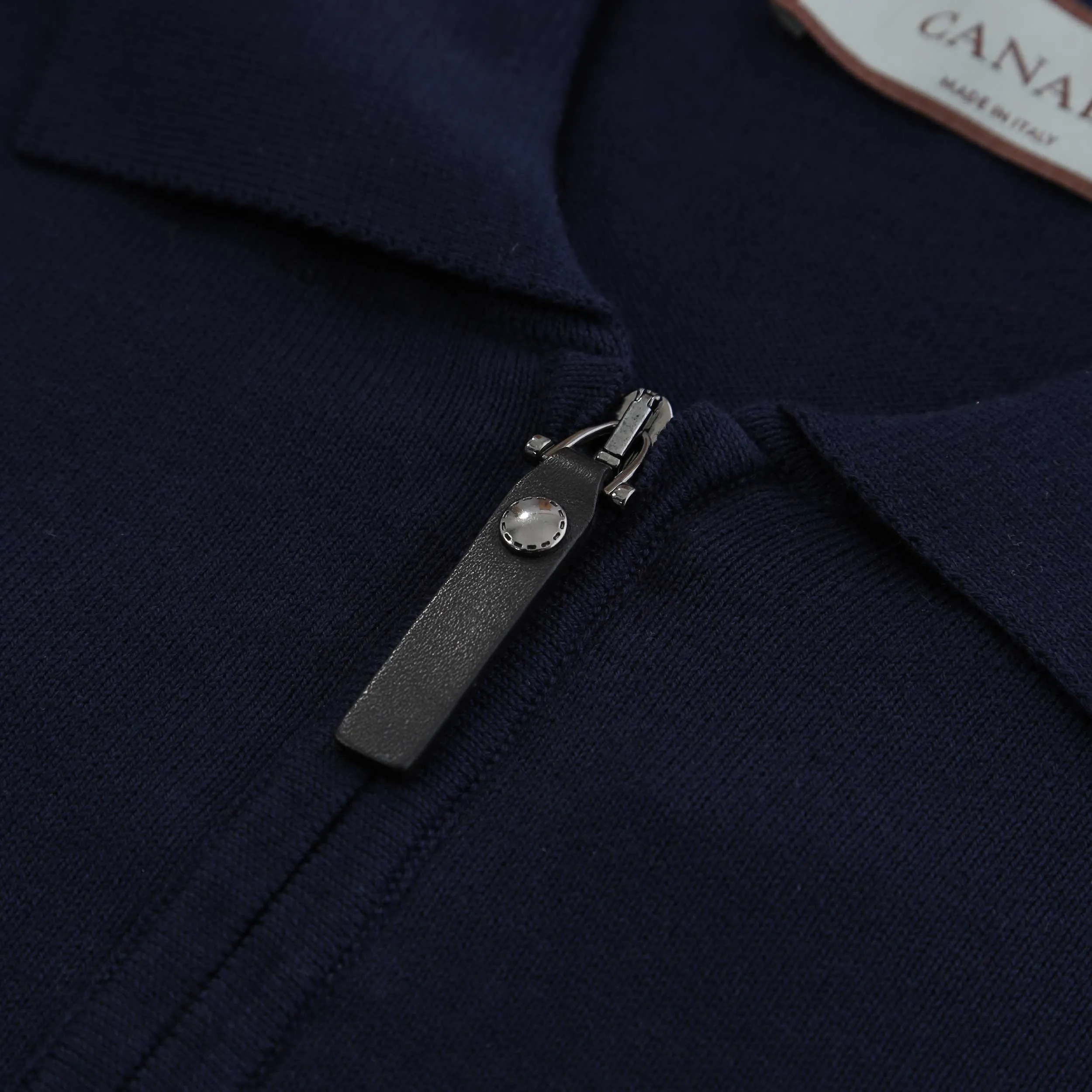 Canali Zip Polo Shirt in Navy