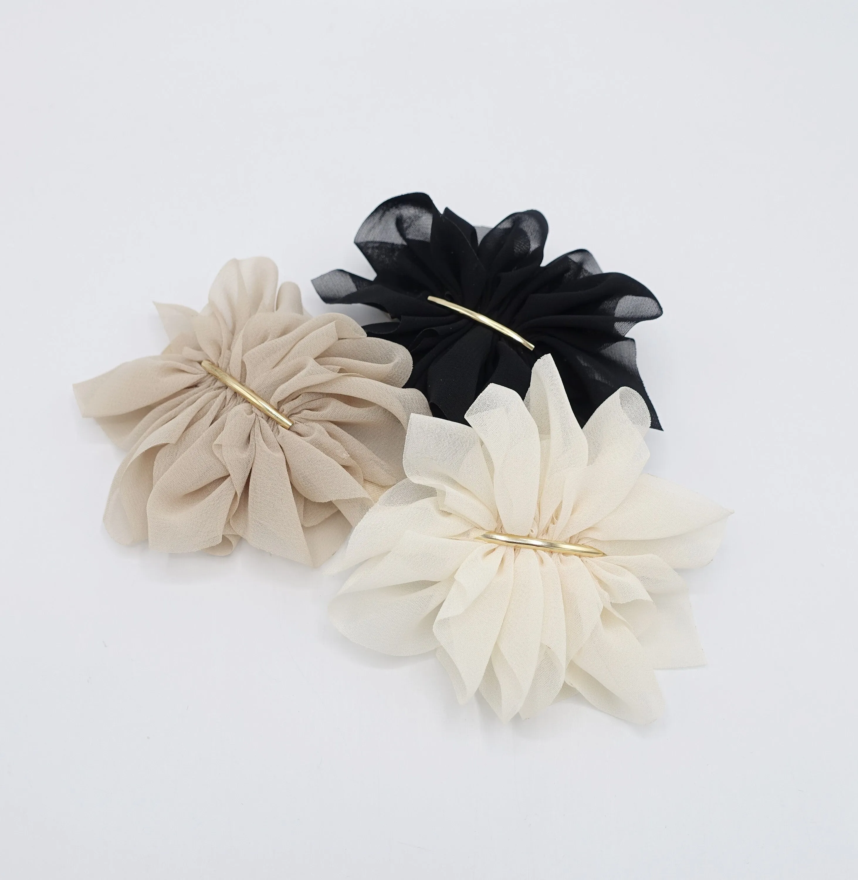 chiffon flower barrette, ruffle flower barrette, cute hair accessory for women