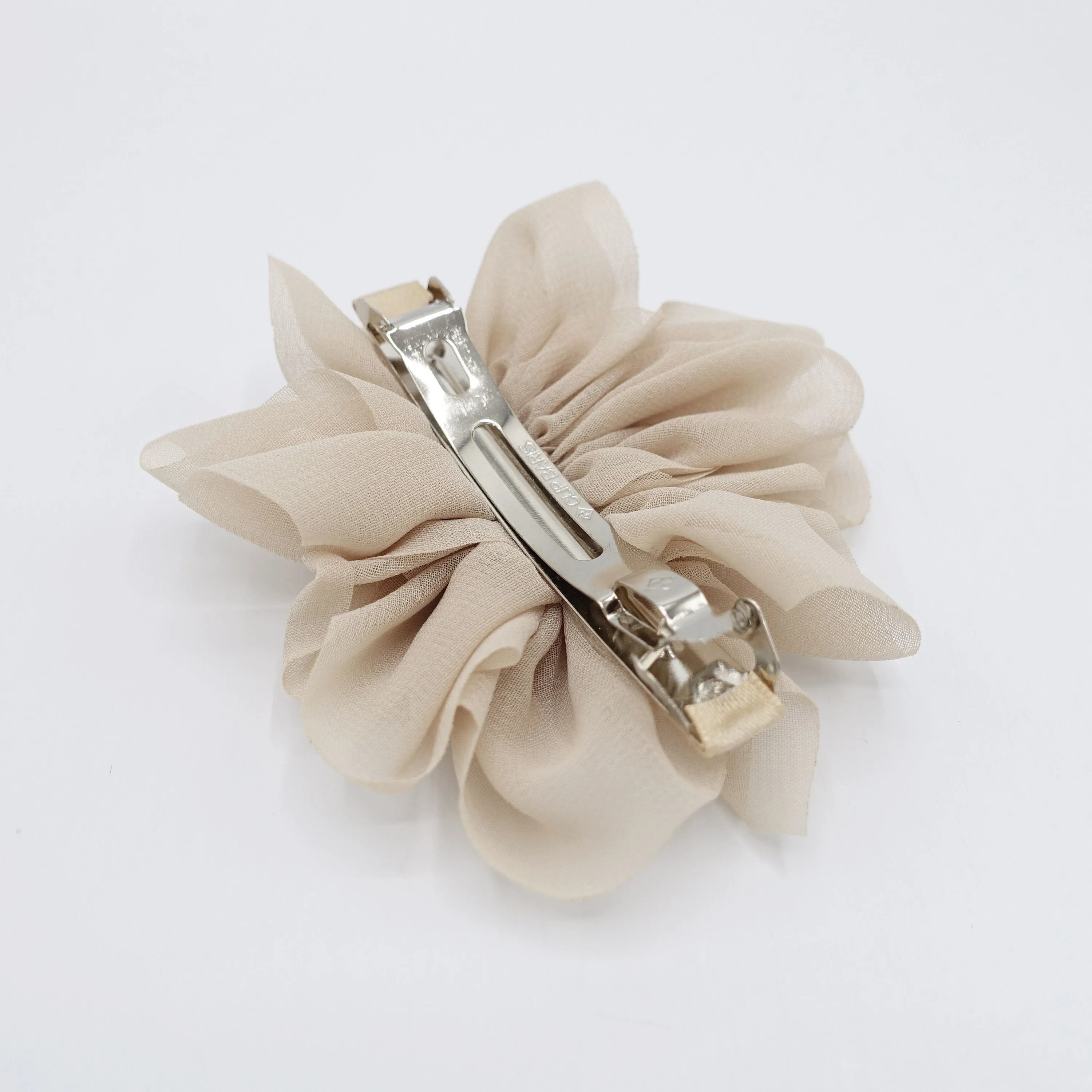 chiffon flower barrette, ruffle flower barrette, cute hair accessory for women