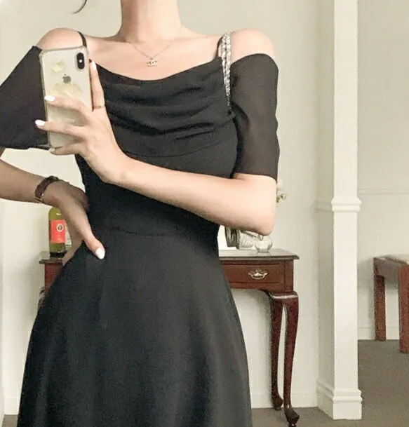 Chiffon off-shoulders dress