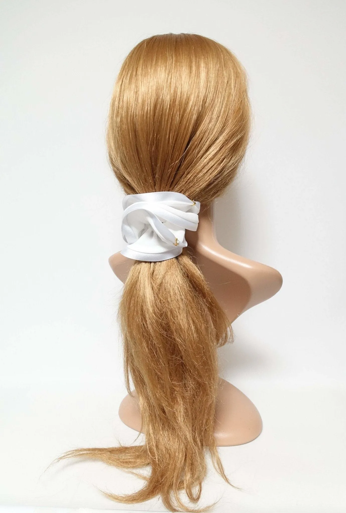 chiffon scrunchies satin trim dazzling rhinestone decorated hair elastic scrunchy women hair accessory