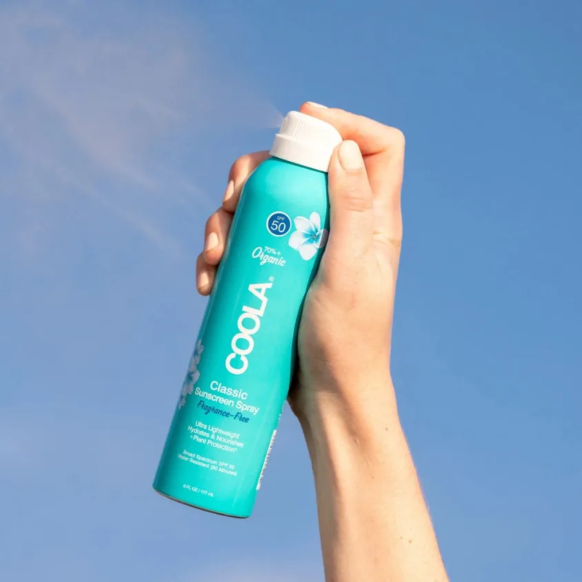 COOLA Classic Body Organic Suncreen Spray SPF 50 - Fragrance Free Sunscreen