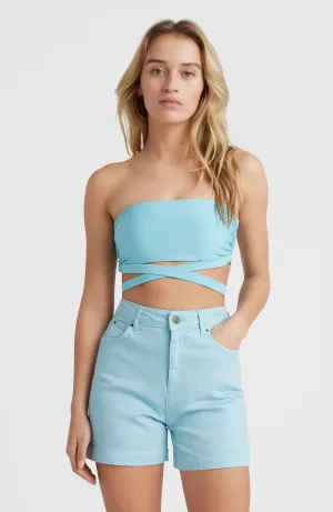 Dive High-Waist Twill Shorts | Blue Topaz