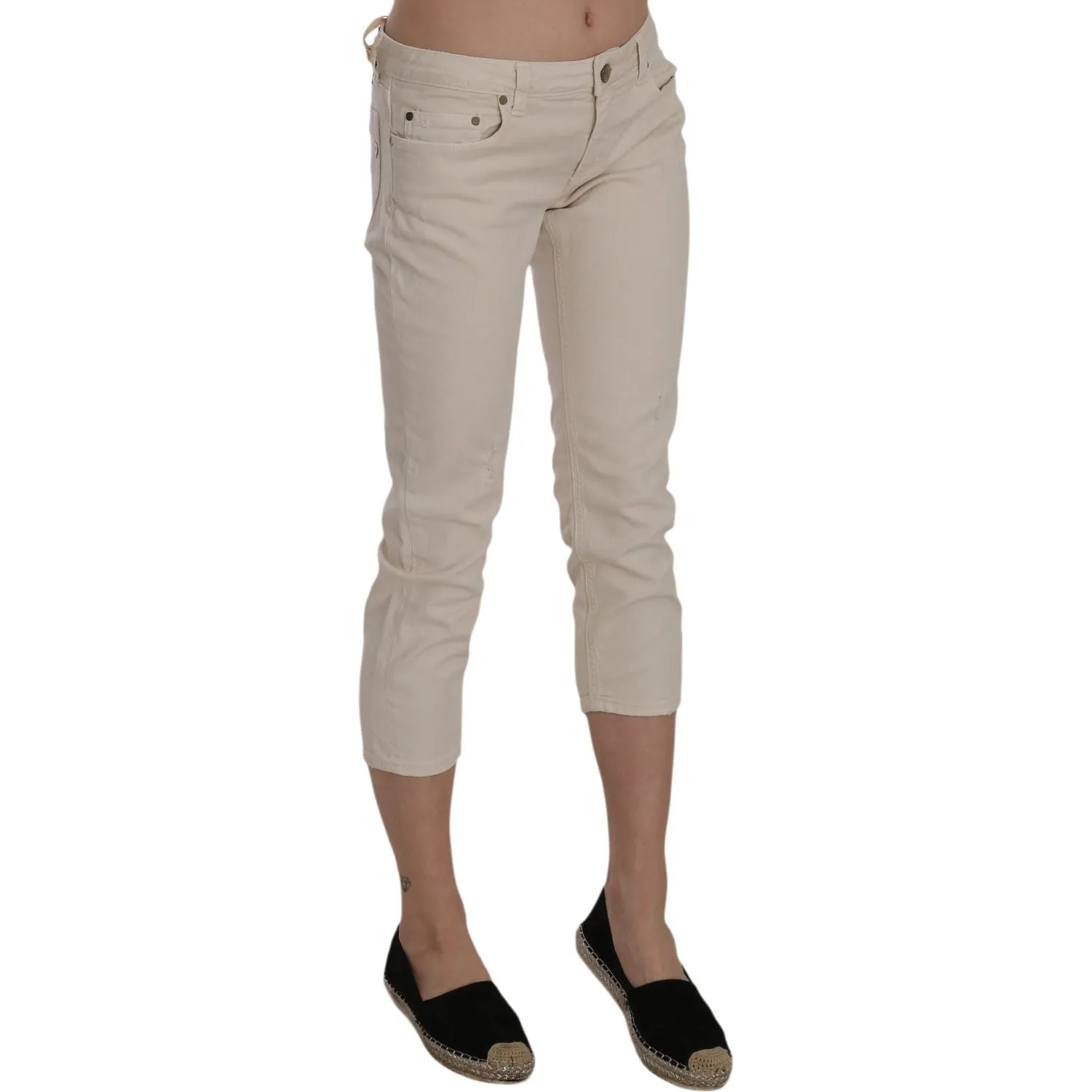 Dondup Beige Low Waist Skinny Cropped Capri Pants