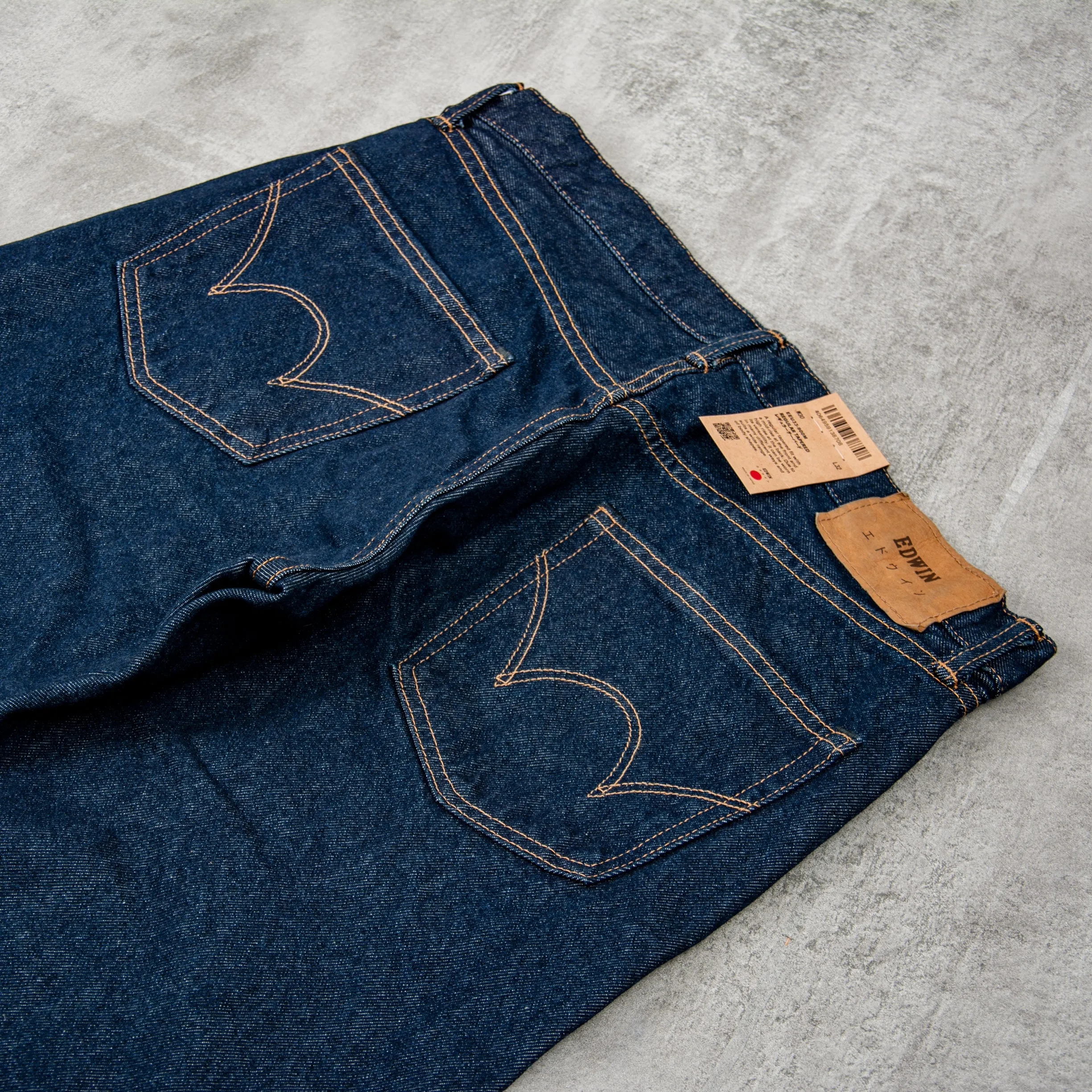 Edwin Regular Tapered Jeans Kaihara Opened Denim - Blue Rinsed