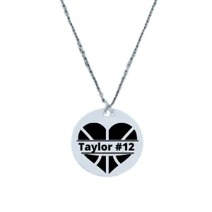 Engraved Basketball Heart Necklace