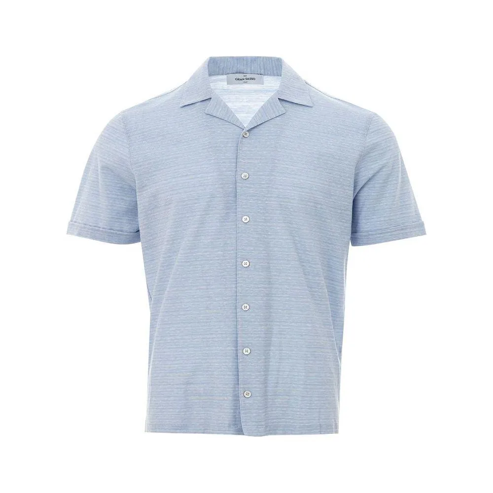 Gran Sasso Elegant Light Blue Linen-Cotton Men's Shirt