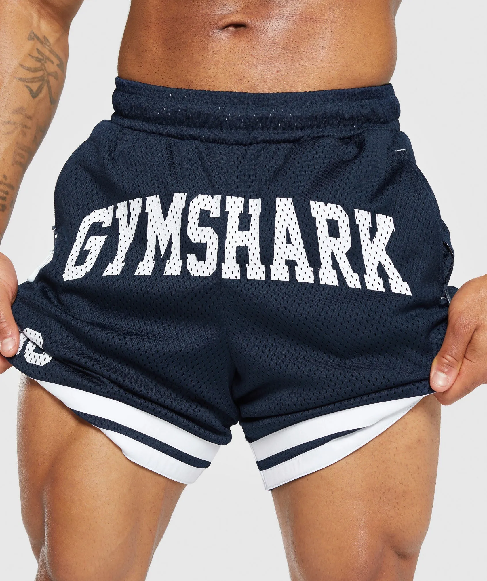 Gymshark Varsity Mesh Shorts - Navy