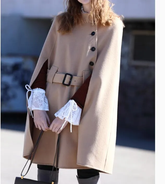 Handmade Women Wool Cloak Women Double Face Wool Coat Jacket