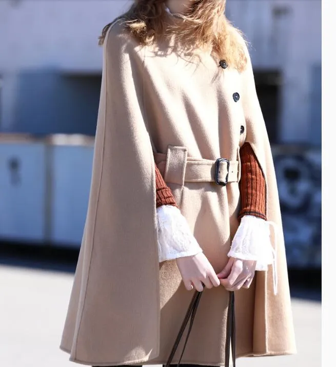 Handmade Women Wool Cloak Women Double Face Wool Coat Jacket