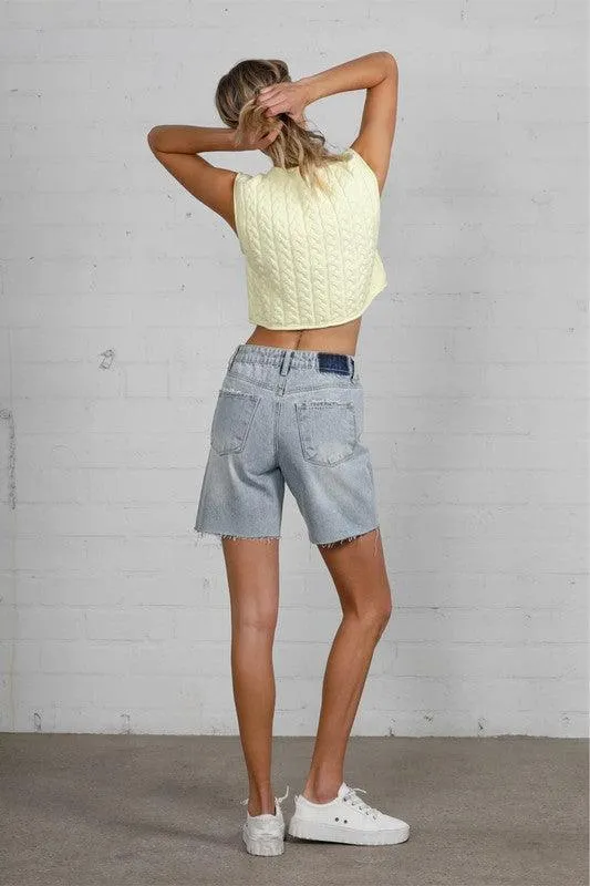 High Rise Denim Bermuda Shorts