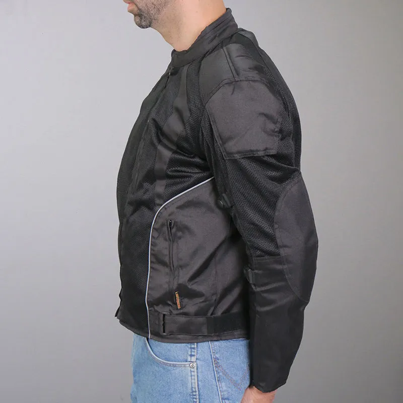 Hot Leathers JKM1025 Men’s Black Armored  Nylon Mesh Jacket with Reflective Piping and Concealed Carry Pocket