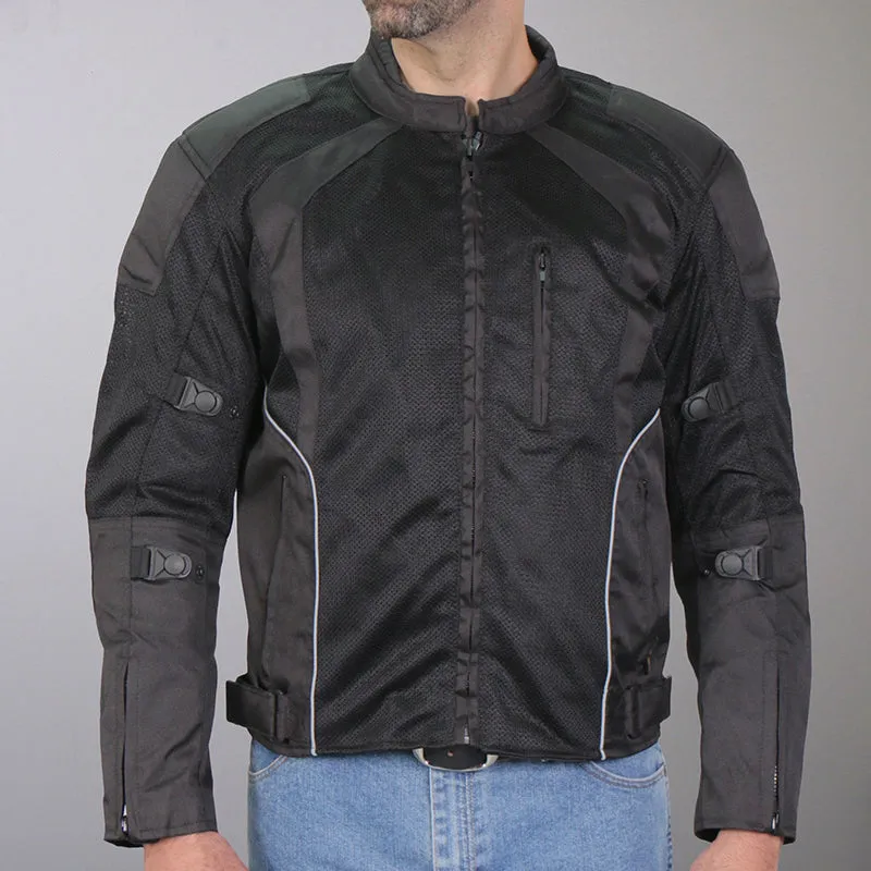 Hot Leathers JKM1025 Men’s Black Armored  Nylon Mesh Jacket with Reflective Piping and Concealed Carry Pocket