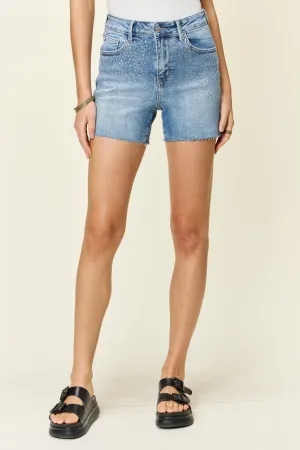 Judy Blue High Waist Rhinestone Decor Denim Shorts