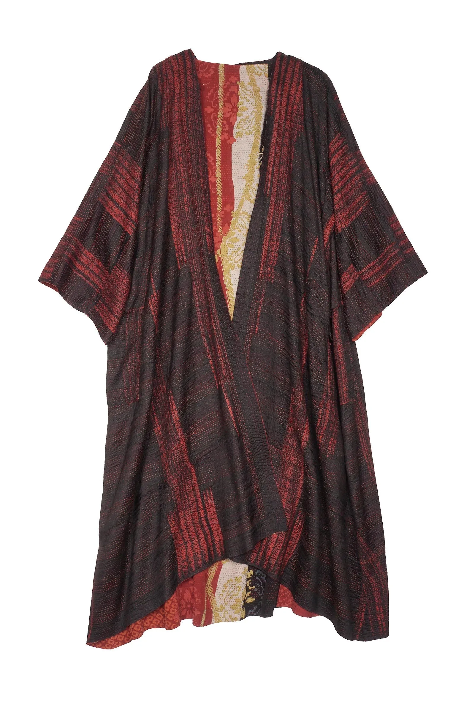 KIMONO PRINT KANTHA KIMONO MAXI - kp2318-red -