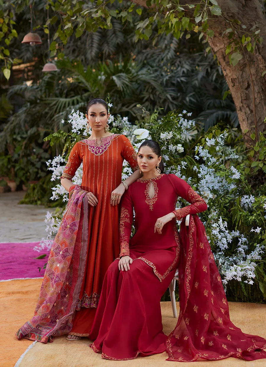 Kusum Burnt Orange Kalidaar and Dupatta