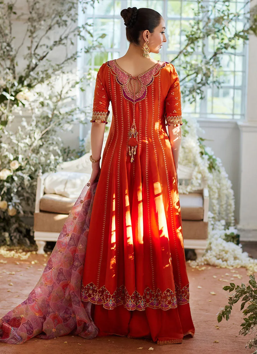 Kusum Burnt Orange Kalidaar and Dupatta