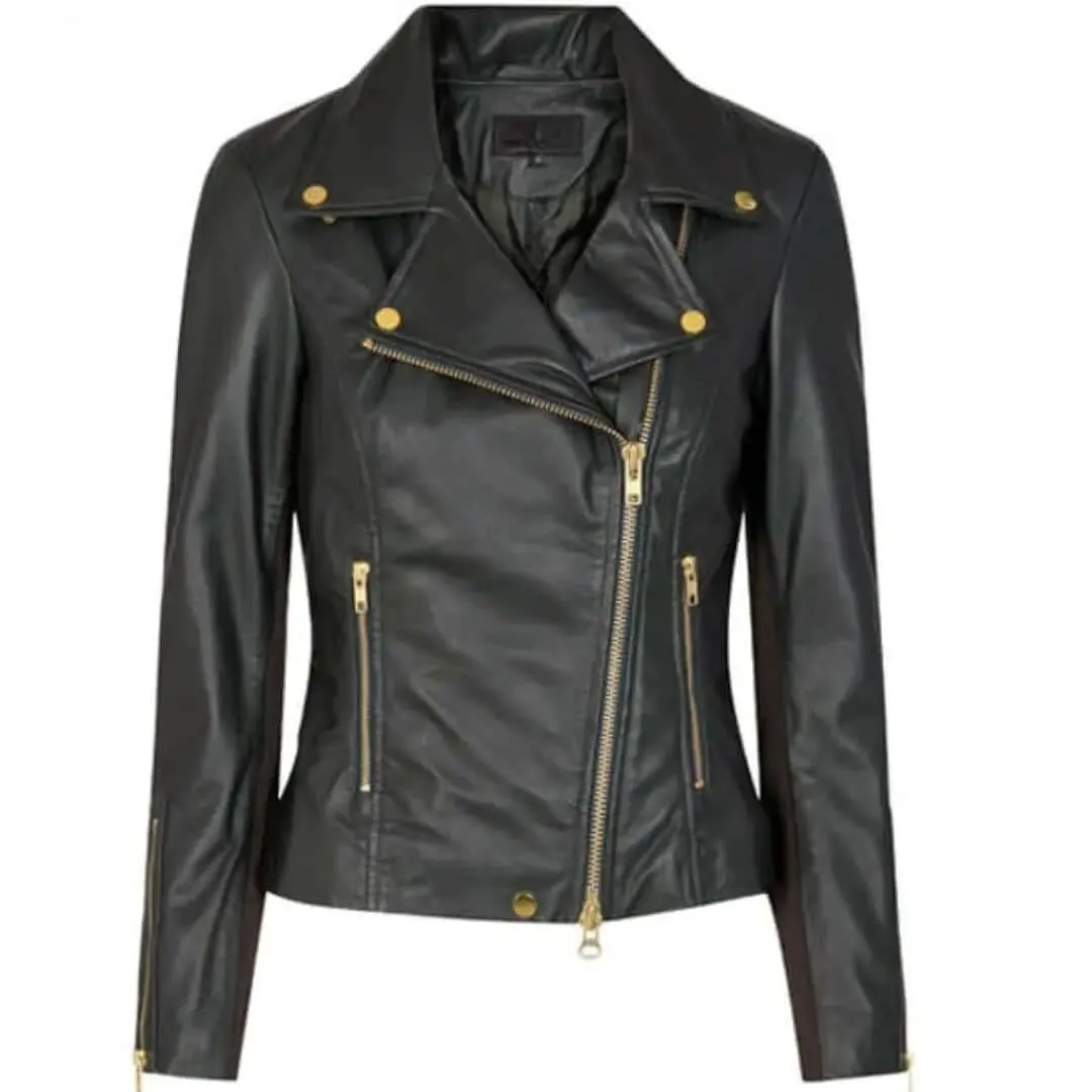 Lamb Gloving Black Biker Jacket