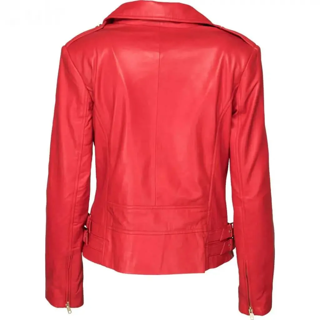 Lamb Gloving Red Biker Jacket