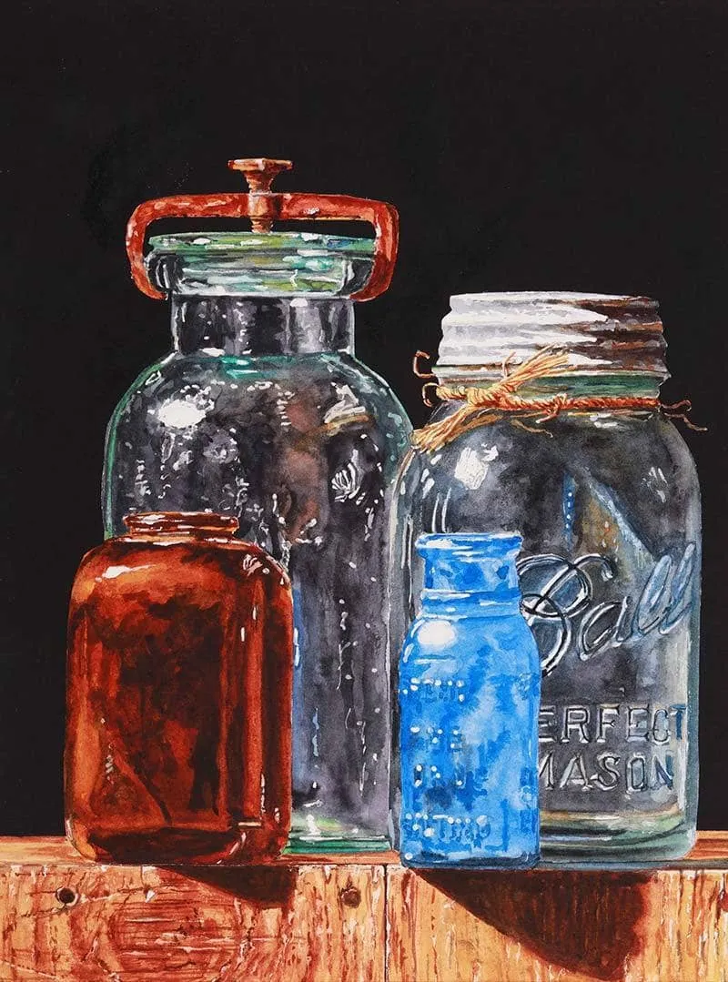 Laurin McCracken: Watercolor Realism - Glass & Wood