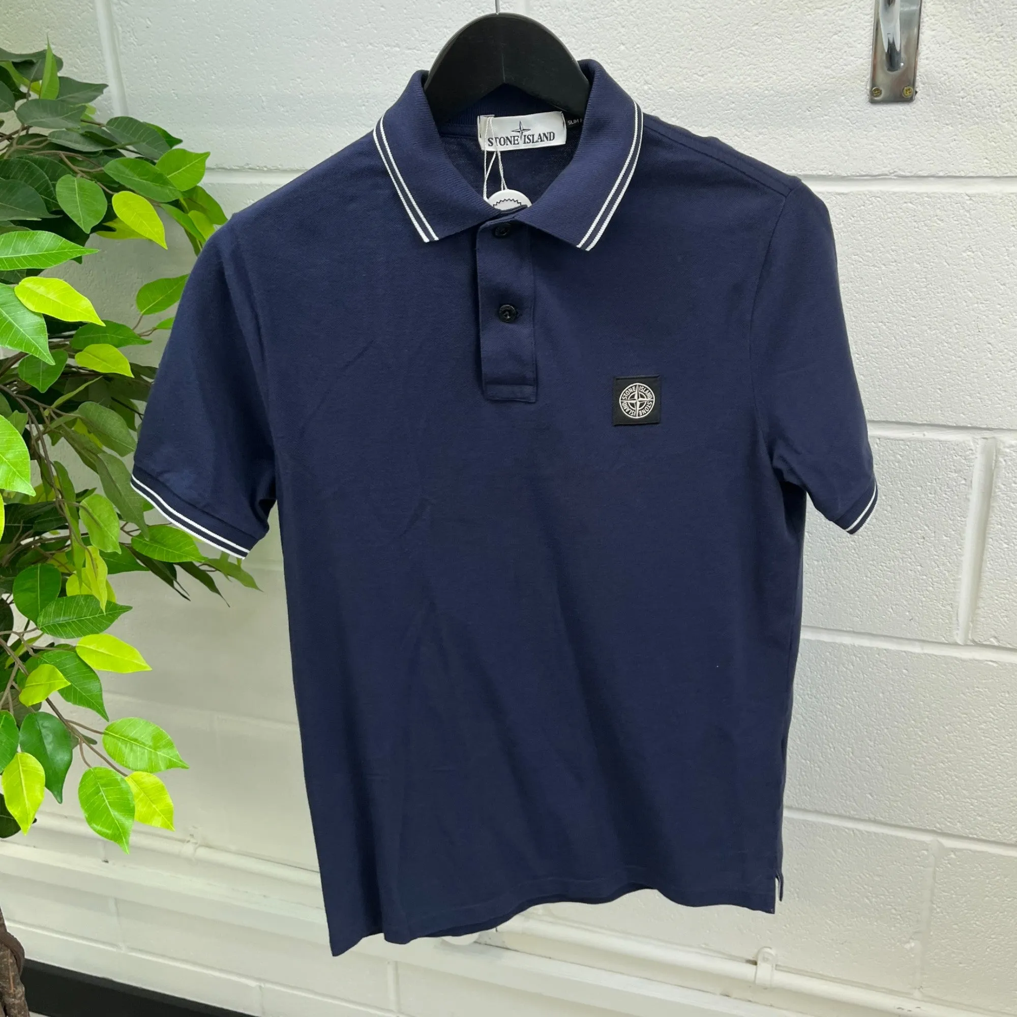 Men's Compass Logo Polo Shirt Navy Size M