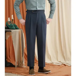 Men's Cotton And Linen Casual High Waist Straight Trousers