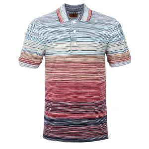 Missoni Stripe Polo Shirt in Blue, Orange & Red