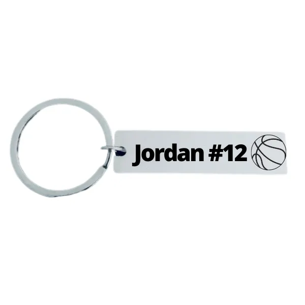 Personalized Engraved Basketball Bar Keychain