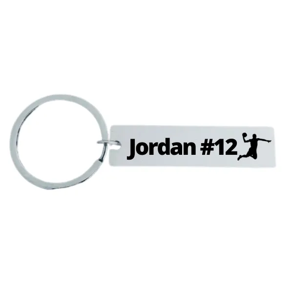 Personalized Engraved Basketball Bar Keychain