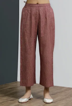 Plum Hand-Block Stripe Wide Leg Pants