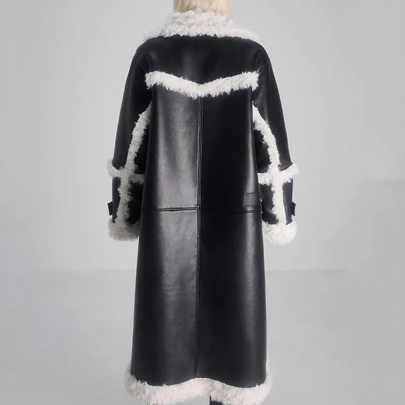 Pre Order:  Paneled Lamb Wool Coat