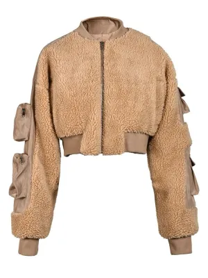 Pre Order:  Sleeve Pockets Wool Cropped Coat