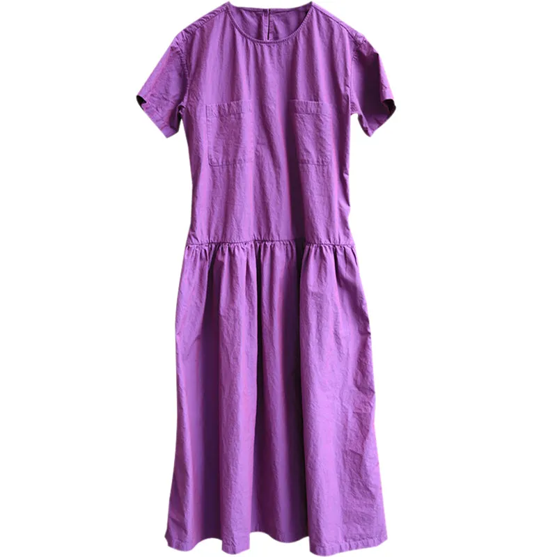 Purple Linen Dress Summer Maxi Women Dress Cotton Dresses Z97312