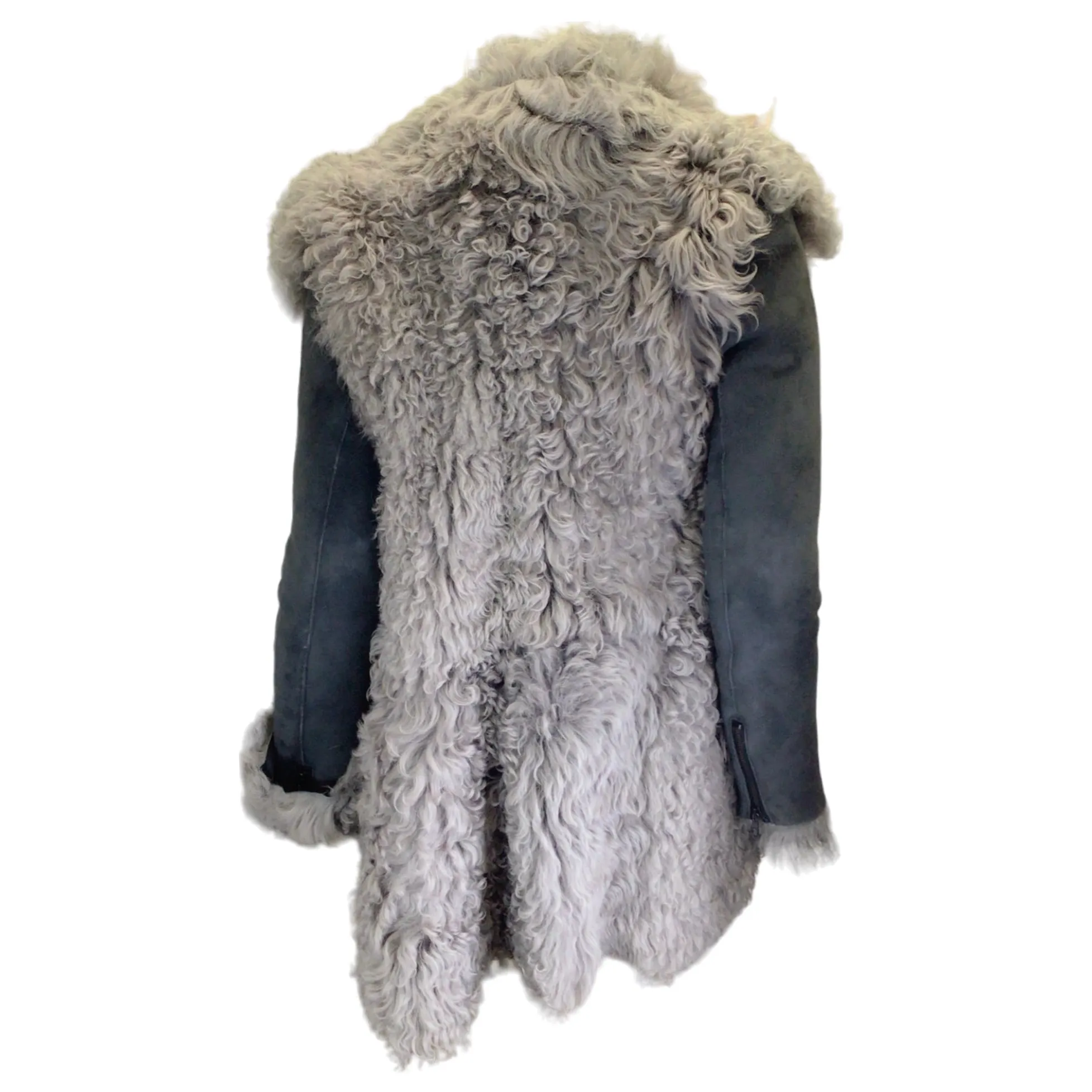 Rag & Bone Grey Lamb Suede Shearling Coat