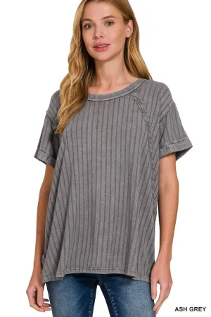 Ribbed Raglan Dolman Sleeve Top