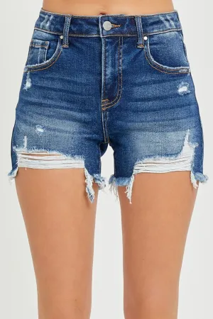 RISEN Full Size High Rise Distressed Denim Shorts