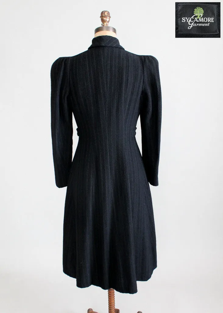 Vintage Late 1930s Pinstriped Wool Coat